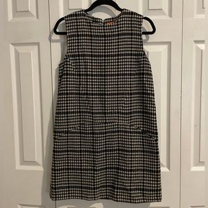 Joe Fresh black and white wool jumper dress, small, front pocket, fully lined